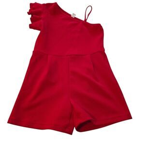 Kids Red Ruffle Sleeve Romper